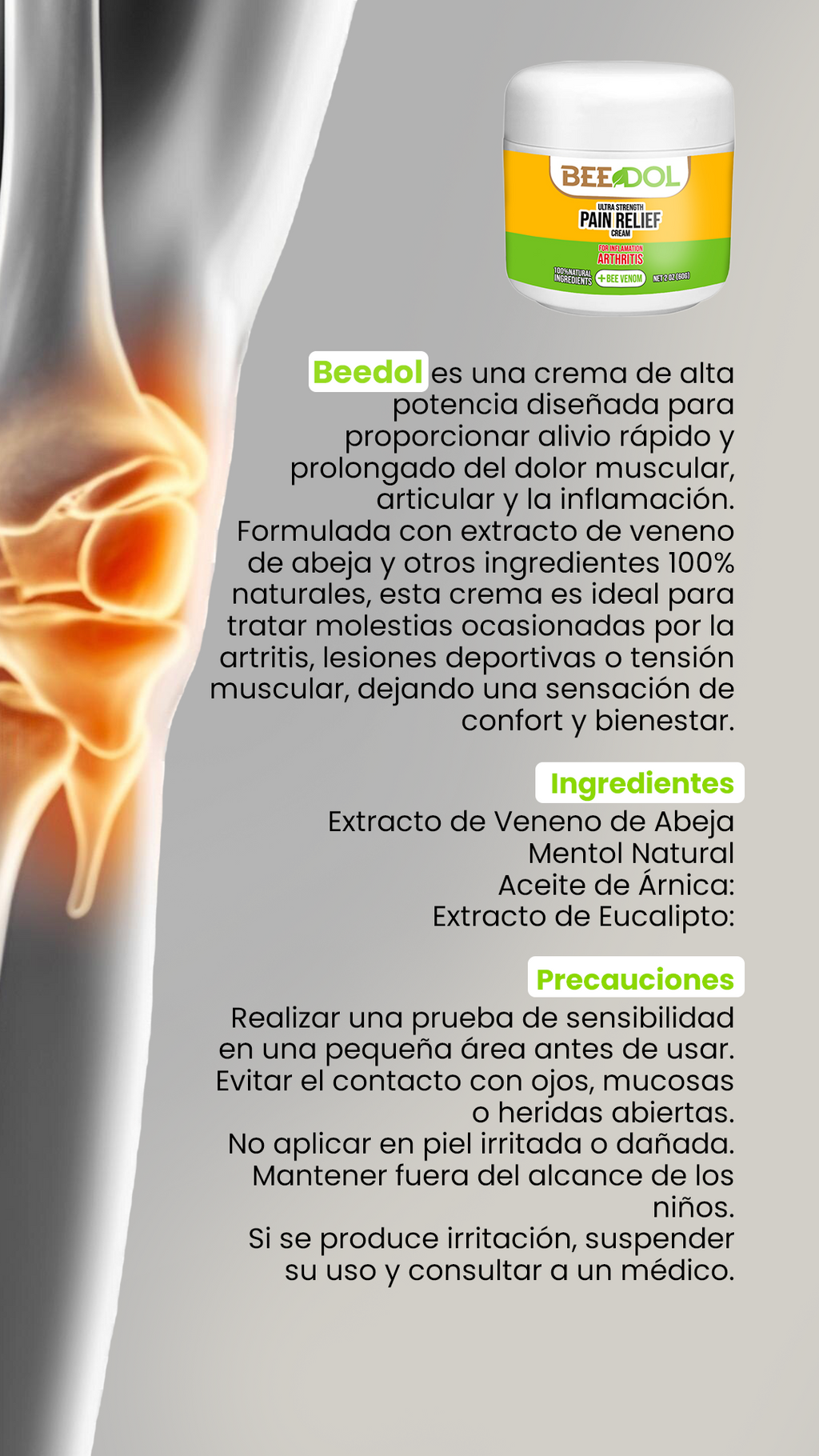 BEEDOL Crema para el dolor articular